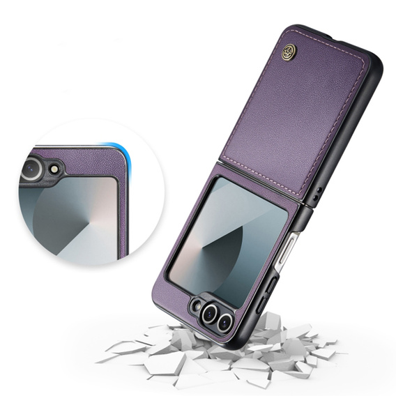 Puzdro pre Samsung Galaxy Z Flip7 FE / Z Flip6, CASEME Litchi Leather, fialové
