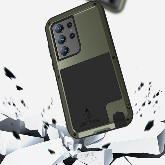Love Mei Obal na mobil pre Samsung Galaxy S23 Ultra, armored without glass, zelený