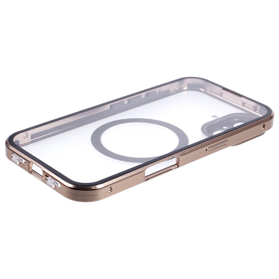 Magnetické puzdro Dual Glass MagSafe pre iPhone 16, zlaté