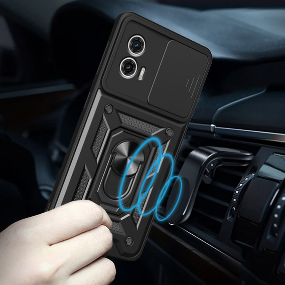 Obal na mobil pre Motorola Moto G73 5G, CamShield Slide, čierne
