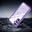 Puzdro pre Samsung Galaxy S25, Shockproof, so sklom, pre MagSafe, fialové