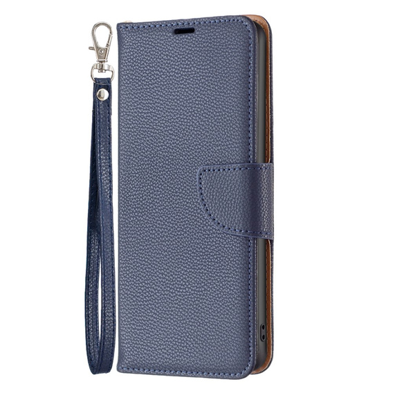 Klapkové puzdro pre Samsung Galaxy A25 5G, Wallet Litchi Leather, tmavomodré + 9H sklo 