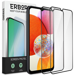 2x tvrdené sklo pre Samsung Galaxy A14 4G / A14 5G, ERBORD 3D pre celý displej
