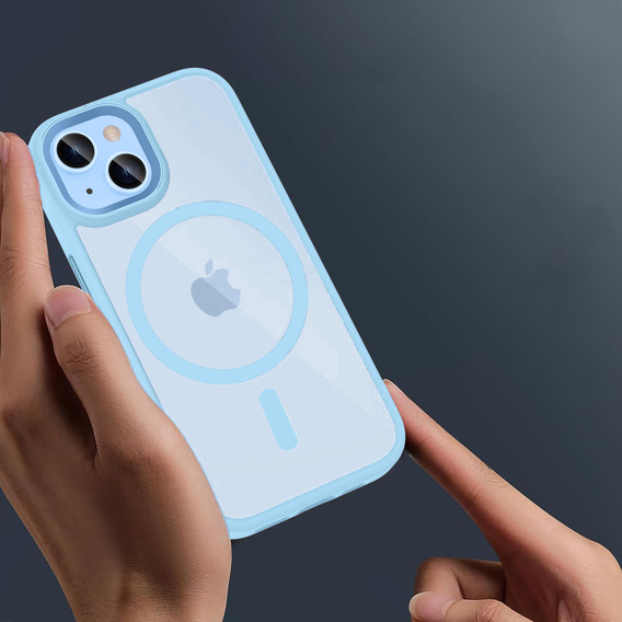Puzdro pre iPhone 15, pre MagSafe, ERBORD Matt Case, modrý + sklo na displej