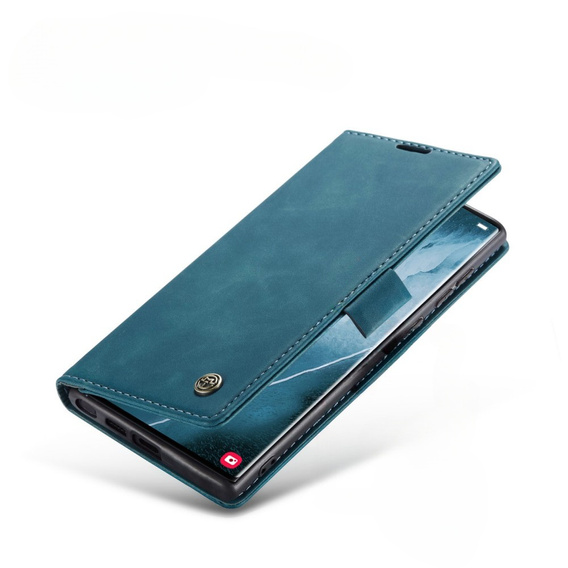 CASEME puzdro pre Samsung Galaxy S22 Ultra, Leather Wallet Case, zelený