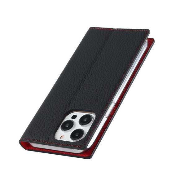 Klapkové puzdro pre iPhone 14 Pro, Litchi Skin Grain, čierne