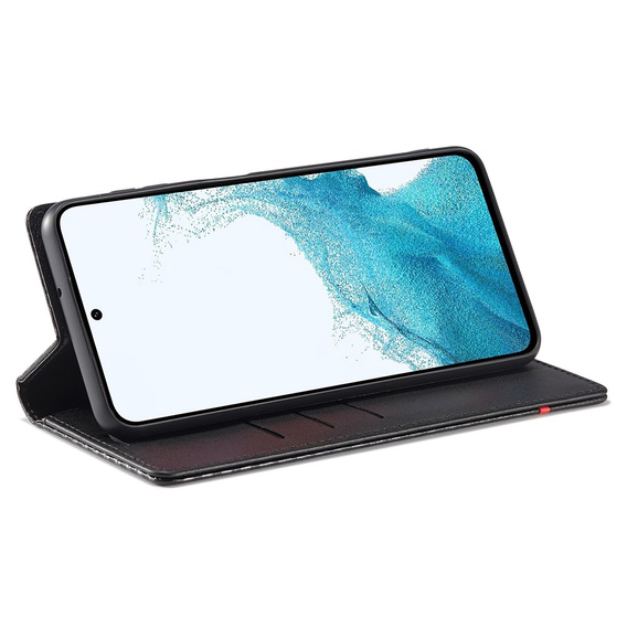 Kryt s chlopňou LC.IMEEKE pre Samsung Galaxy A17 5G, s karbónovou textúrou, čierny