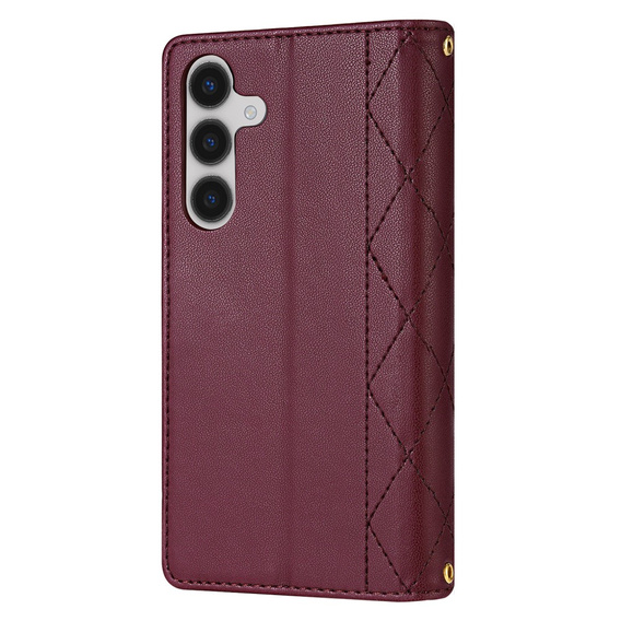 Puzdro s chlopňou pre Samsung Galaxy A56 5G, Rhombus Crossbody Leather, bordové