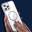 Obal na mobil pre iPhone 14 Pro Max, ERBORD Hybrid MagSafe Case, strieborné