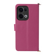 Puzdro s chlopňou pre Oppo Reno 13 5G, Crossbody Leather Wallet, bordové