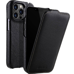 MELKCO flipové puzdro pre iPhone 14 Pro Max, kožené, flipové, čierne
