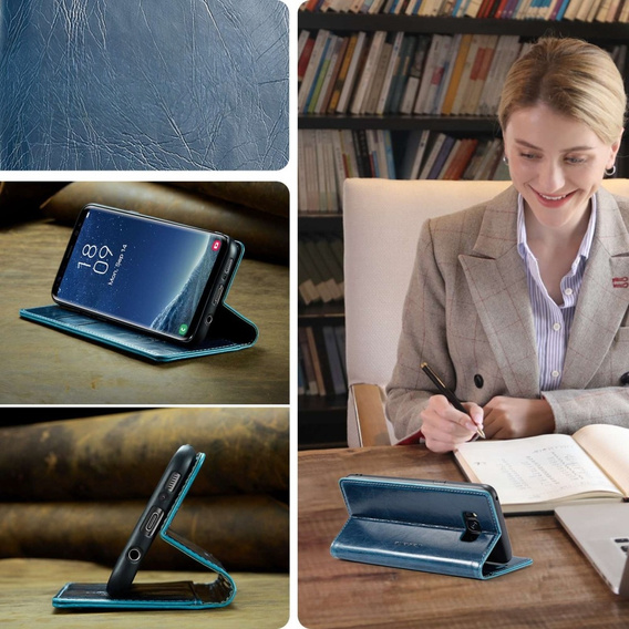 CASEME flipové puzdro pre Samsung Galaxy S8, Waxy Textured, modré