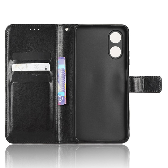 Klapkové puzdro pre Oppo A17, Crazy Horse Wallet, čierne