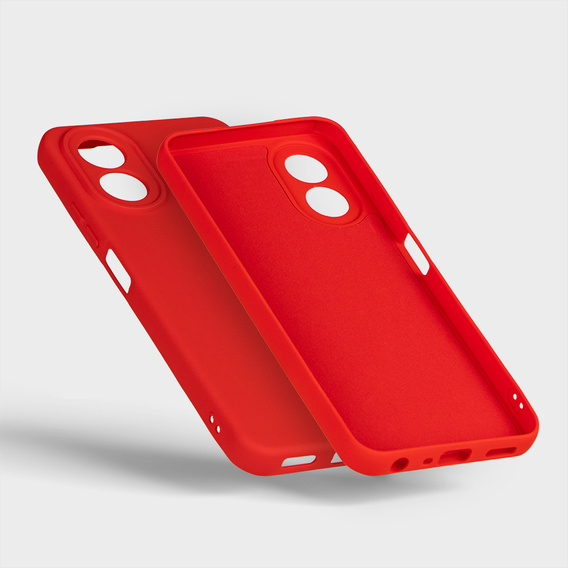 Puzdro pre Oppo A18 4G / A38 4G, Silicone Lite, červené + sklo 9H