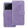 Klapkové puzdro pre Xiaomi Poco F6 Pro, Butterfly, fialové