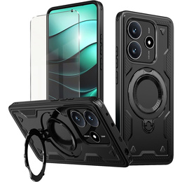 Puzdro pre Xiaomi Redmi Note 14 5G, Military MagSafe, čierne + sklo 9H