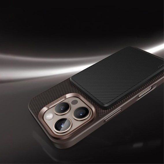 Puzdro BENKS Kevlar pre iPhone 16 Pro Max, pre MagSafe, Carbon Fiber, hnedé