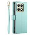 Klapkové puzdro pre Xiaomi 14T, Wallet Zipper Pocket, zelený