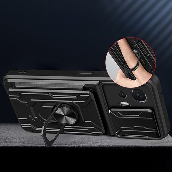 Obrnené puzdro pre Motorola Edge 30 Neo 5G, Camera Slide Card Slot, čierne