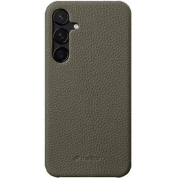 Puzdro MELKCO pre Samsung Galaxy S24, kožené, sivé