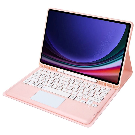 Puzdro + klávesnica Samsung Galaxy Tab S9+, Leather Pen Slot TouchPad, ružové rose gold