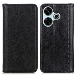 Flipové puzdro pre Xiaomi Redmi 13, Split Leather, čierne