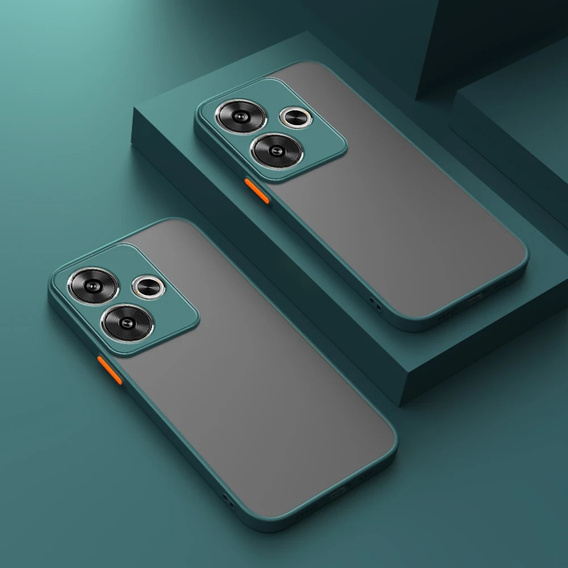 Silikónové puzdro pre Xiaomi Poco F6, s ochranou fotoaparátu, transparentné / zelené