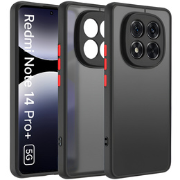 Silikónové puzdro pre Xiaomi Redmi Note 14 Pro+ 5G, s ochranou fotoaparátu, transparentné / čierne + tvrdené sklo 9H