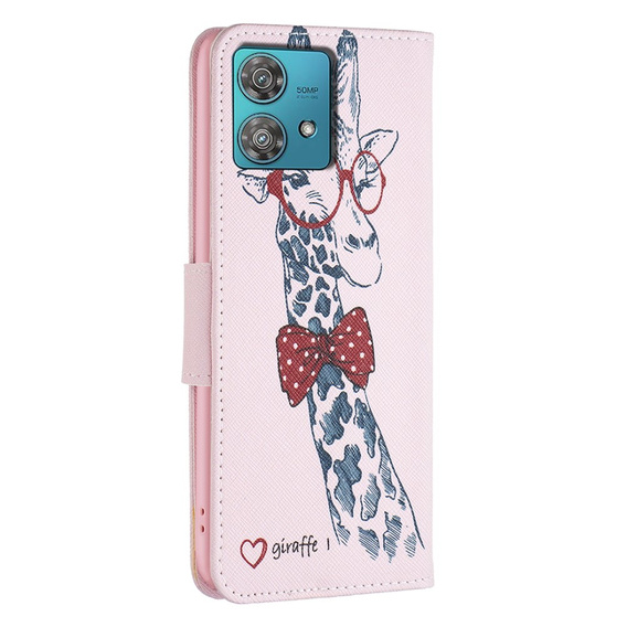 Klapkové puzdro pre Motorola Edge 40 Neo, Wallet, giraffe, ružové