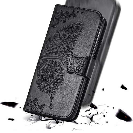 Klapkové puzdro pre Infinix Hot 40i, Butterfly, čierne