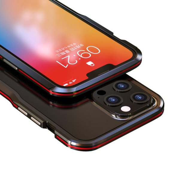 Puzdro LUPHIE pre iPhone 13 Pro Max, Armor Bumper, čierna / červená