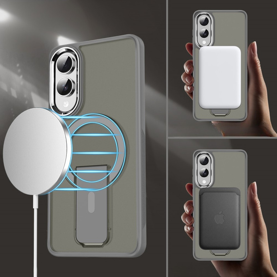 Puzdro pre Samsung Galaxy S25 Edge, Kickstand Matt Case, pre MagSafe, titánovo šedá
