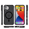 Matné puzdro pre iPhone 17, pancierované, pre MagSafe, dymové s čiernymi stranami