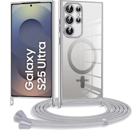 Puzdro pre Samsung Galaxy S25 Ultra, Electro MagSafe, strieborné + šnúrka