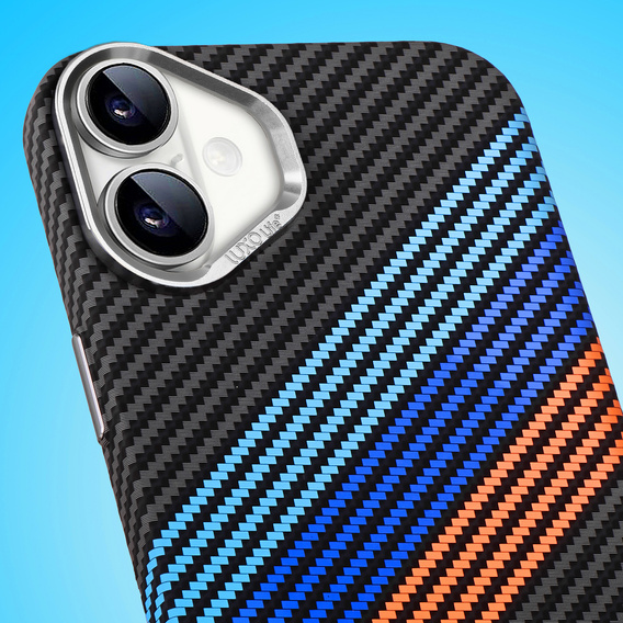 Puzdro pre iPhone 16 Plus, Carbon Fiber MagSafe, tmavomodré