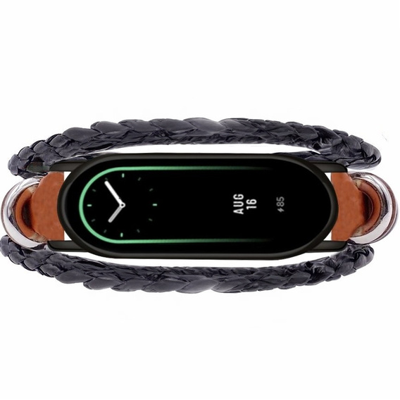 Kožený remienok pre Xiaomi Smart Band 10 / 9 / 8, hnedý