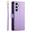 Klapkové puzdro pre Samsung Galaxy S24 FE, Wallet Zipper Pocket, fialové