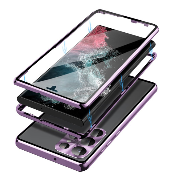 Puzdro pre Samsung Galaxy S23 Ultra, Magnetic Dual Glass, fialové