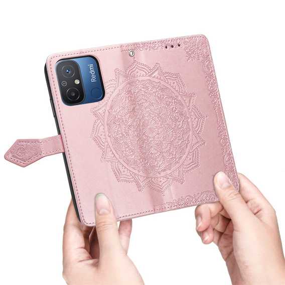 Klapkové puzdro pre Xiaomi Redmi 12C, Mandala, ružové rose gold
