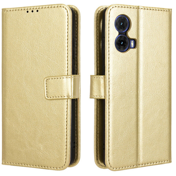 Klapkové puzdro pre Motorola Moto G85, Crazy Horse Wallet, zlaté