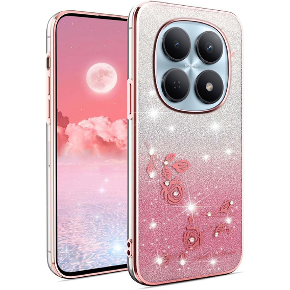 Puzdro Glitter Flower pre Xiaomi Redmi Note 15 5G / Poco M8 5G