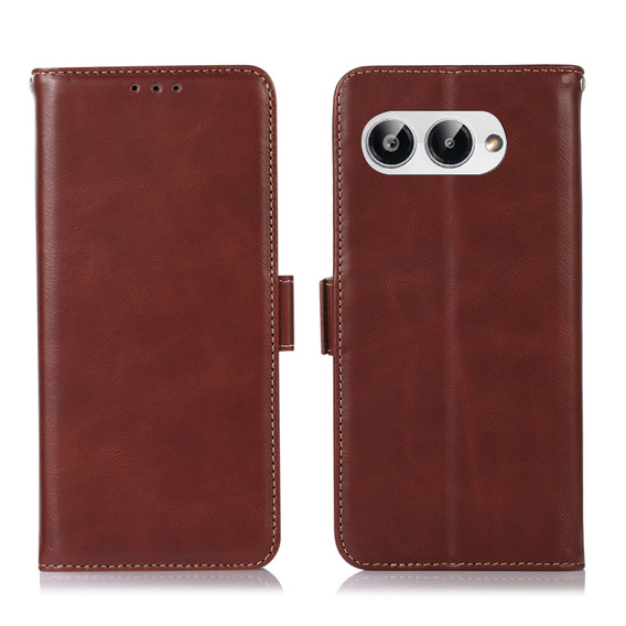 Klapkové puzdro pre T Phone 3 5G, Crazy Horse Wallet, hnedé