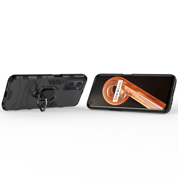 Obal na mobil pre Realme 9i / Oppo A96, Kickstand Ring, čierne