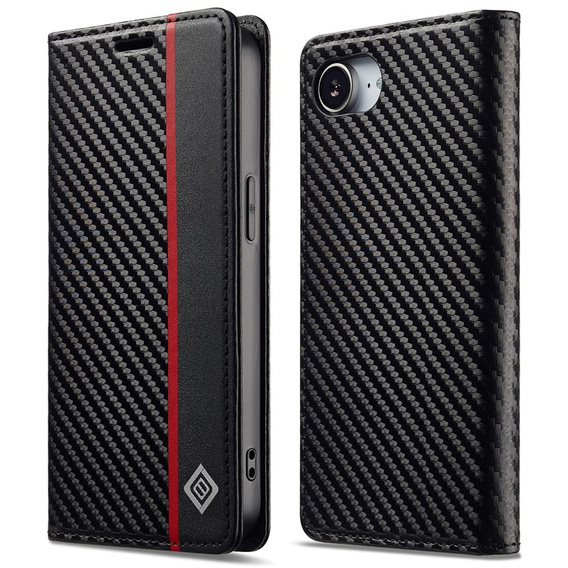 Flipové puzdro pre iPhone 16e, Carbon LC.IMEEKE, čierne