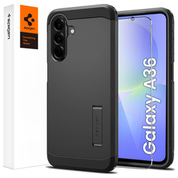 Puzdro Spigen pre Samsung Galaxy A36 5G, Tough Armor Mag MagSafe, čierne + tvrdené sklo 9H