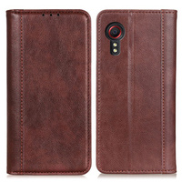 Obal na mobil pre Samsung Galaxy Xcover 7, Wallet Litchi Leather, hnedé