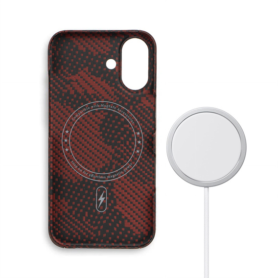 Puzdro pre iPhone 16, Aramid Fiber MagSafe, červené