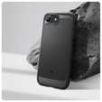 Puzdro Spigen pre iPhone 16E, Rugged Armor MagSafe, čierne + tvrdené sklo 9H