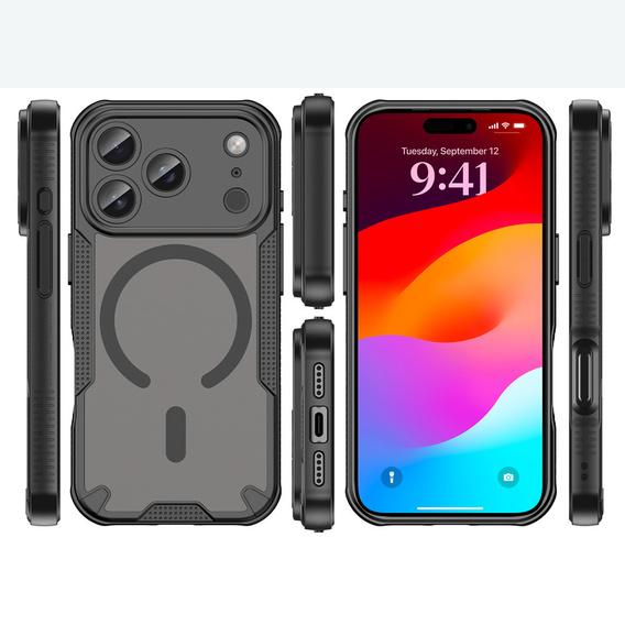 Puzdro pre iPhone 17 Pro Max, pre MagSafe, pancierované, čierne