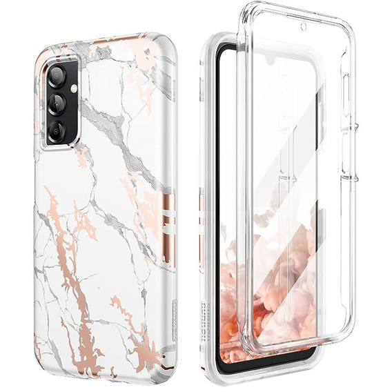 Obal na mobil pre Samsung Galaxy A14 4G/5G, Suritch Full Body Marble, biele